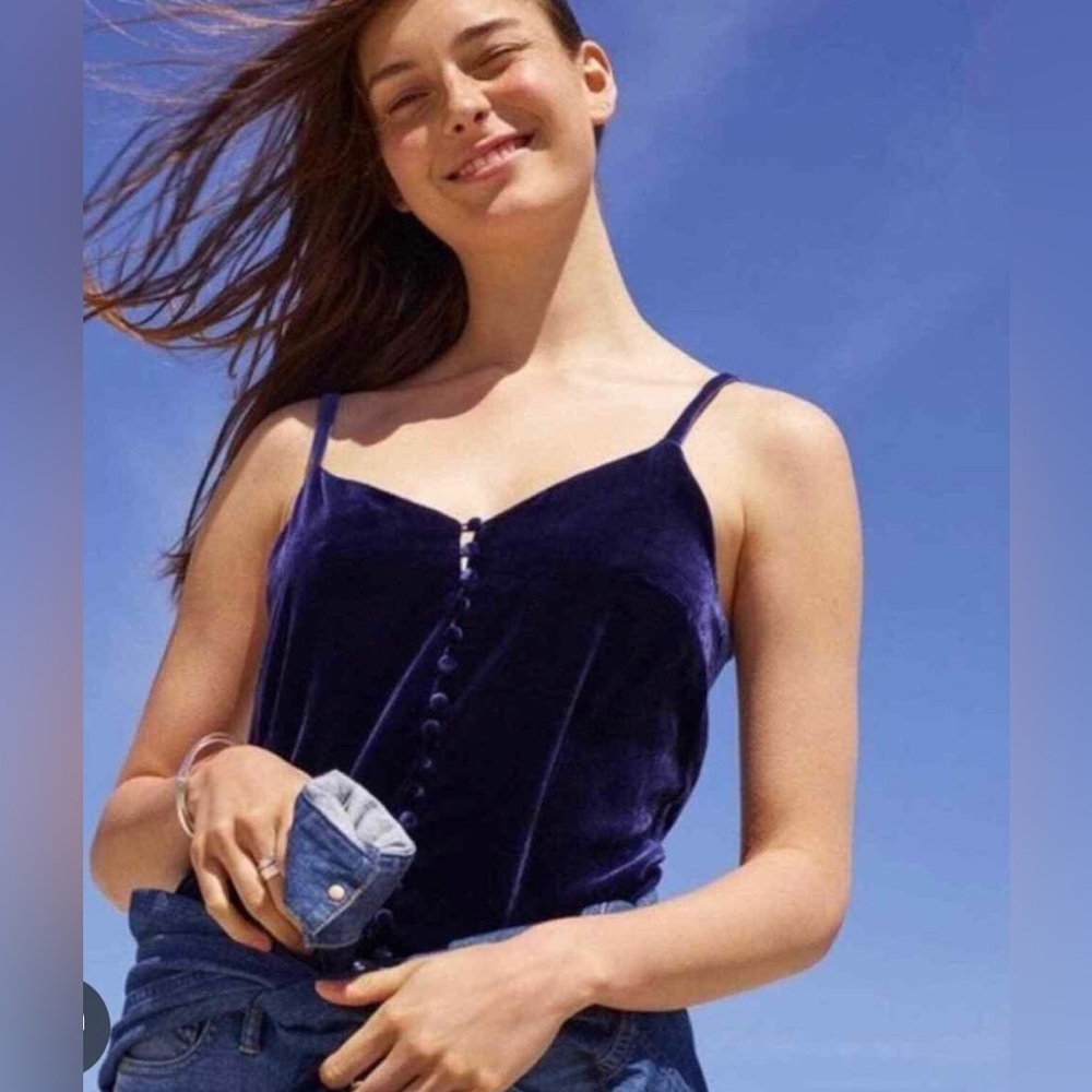 Madewell blue velvet tank top, size 0